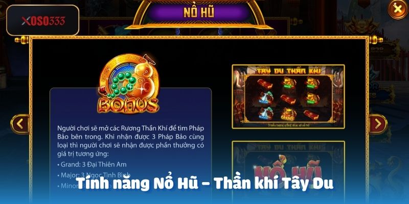 Tính năng Nổ Hũ – Thần khí Tây Du và phần thưởng lớn